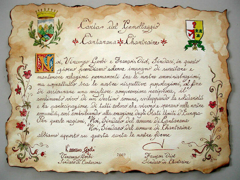 carta del gemellaggio chantraine cantarana barbara galizia