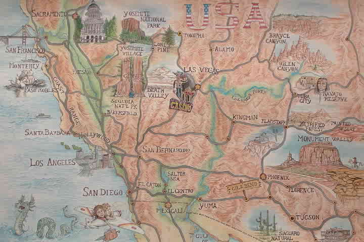 mappa acquerello usa